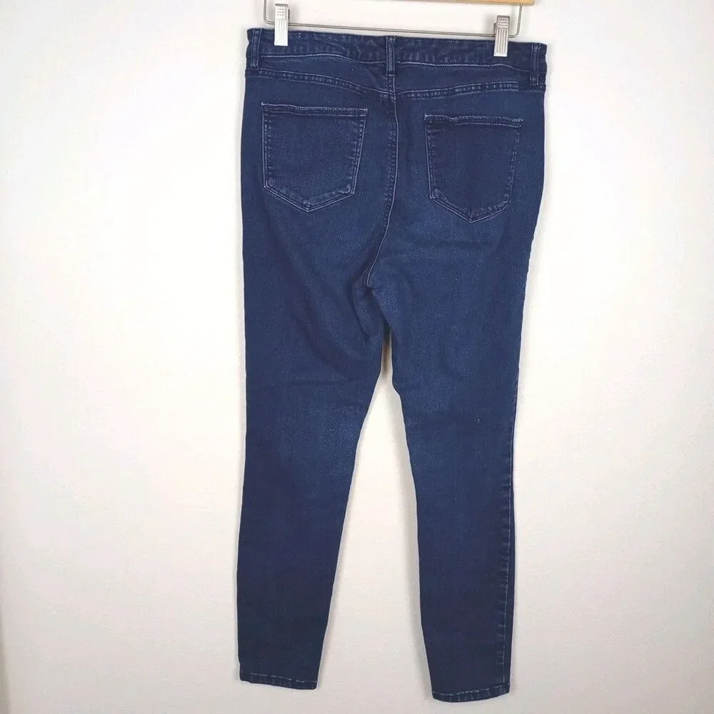 Ellen Tracy Denim Skinny Jeans Women's 10 Blue Refined Mid Rise Dark Wash